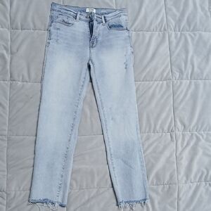 NWOT Kensie The Allie High Rise Slim Light Wash Fringe Fray Ankle Jeans Size 2